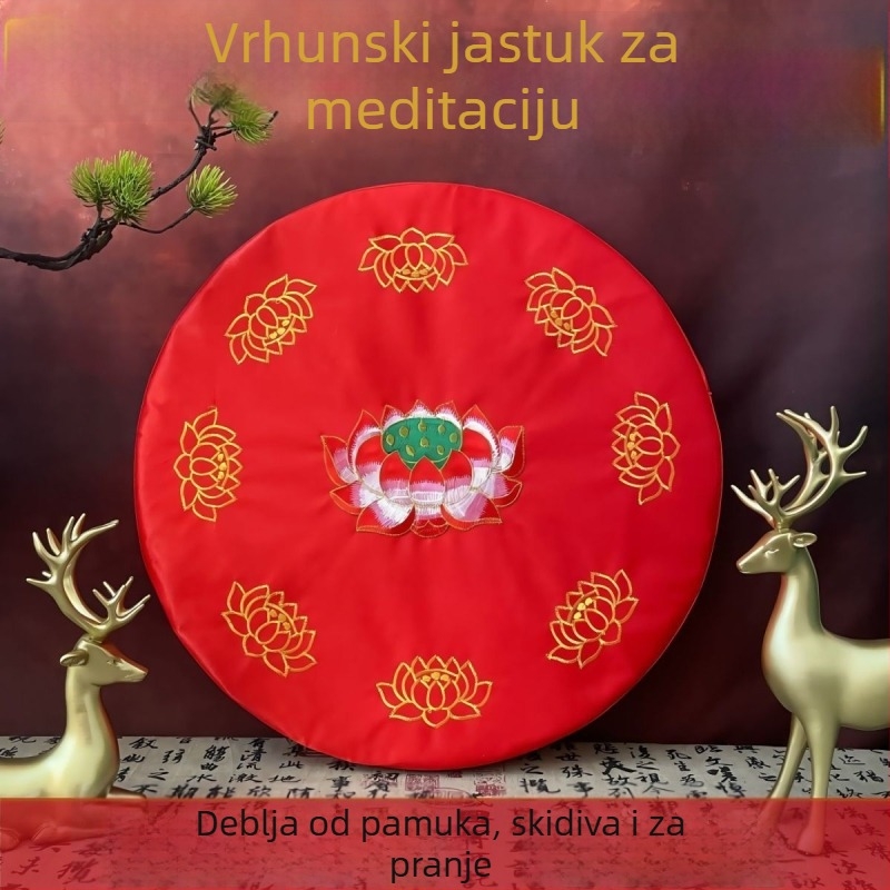 Pamukasta futon podloga za meditaciju – okrugla lotusna jastučnica za kućnu upotrebu, kineski stil, punilo od bisernog pamuka