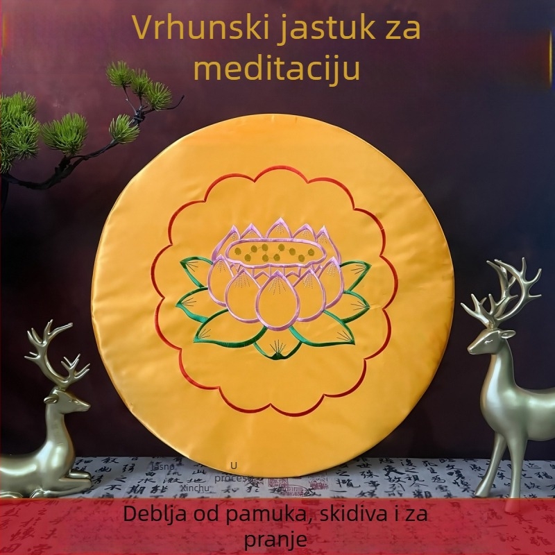 Pamukasta futon podloga za meditaciju – okrugla lotusna jastučnica za kućnu upotrebu, kineski stil, punilo od bisernog pamuka