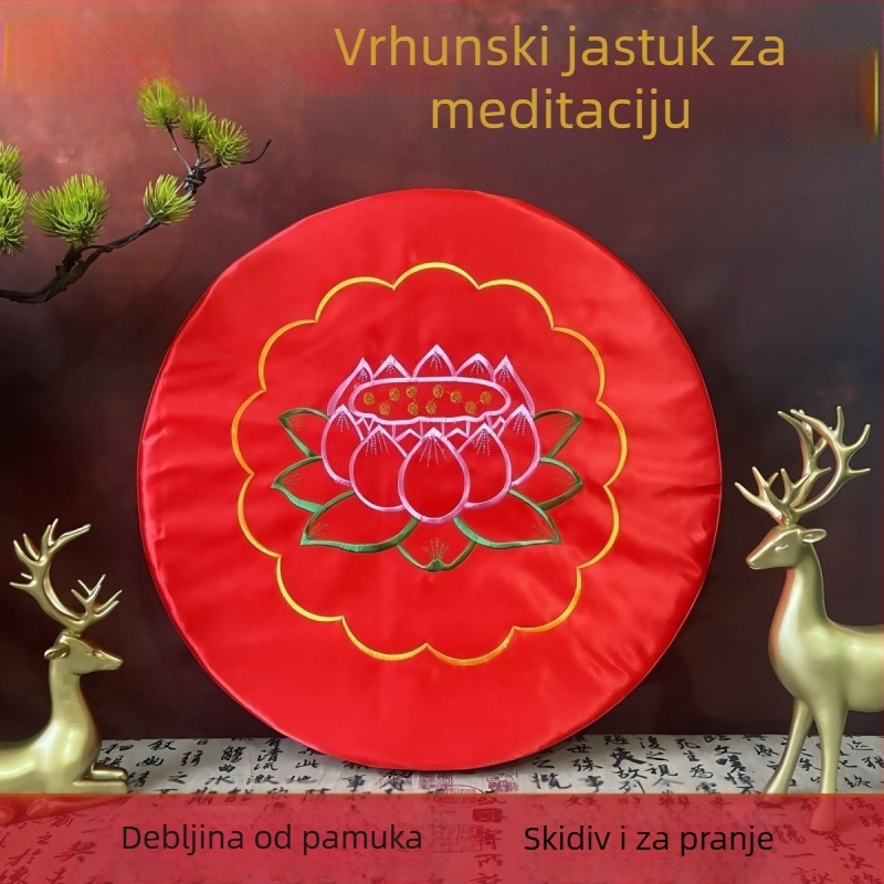 Pamukasta futon podloga za meditaciju – okrugla lotusna jastučnica za kućnu upotrebu, kineski stil, punilo od bisernog pamuka