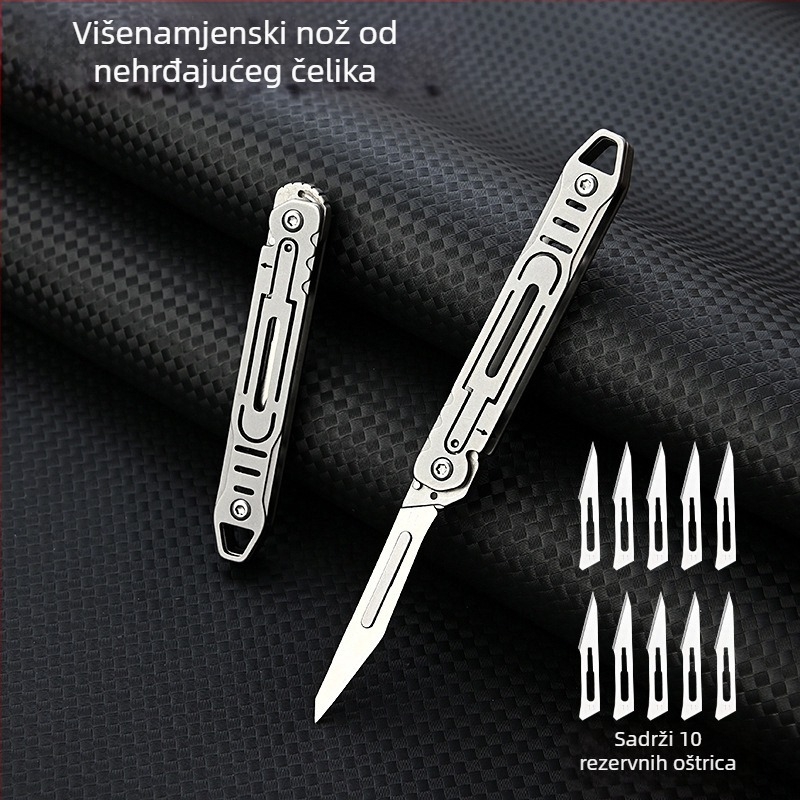 Nerđajući čelik sklapan nož s brzim otvaranjem – Mini alat za ured, oštar skalpel, rezač papira, privjesak za ključeve, prijenosan, X20; Marka csxh; Materijal: Nehrđajući čelik; Duljina oštrice: 2