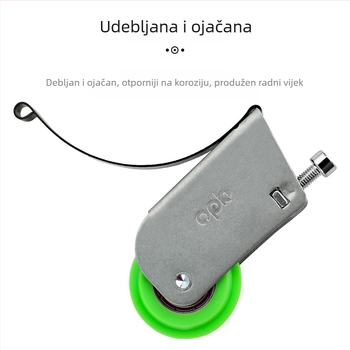 opk klizački kotač – donji kotač za vrata ormara i kućna vrata; radijus utora za užad 43; debljina zida 1.2; materijal hladno valjana čelika; stil moderni i minimalistički