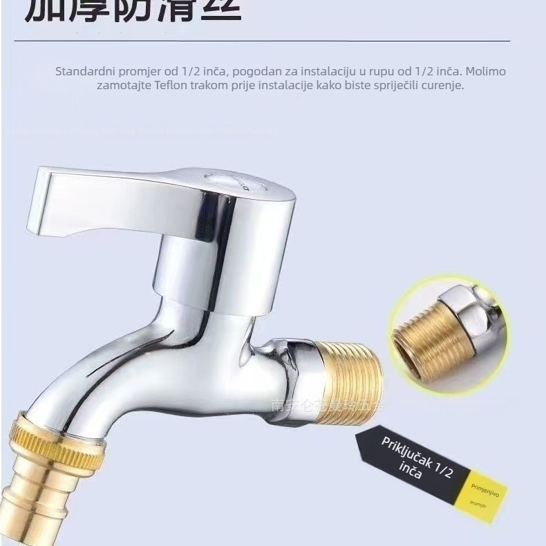 Kran za perilicu rublja – hladna voda, zidni montaža, promjer sjedalice ventila 20 mm, raspon temperatura 0–90°C, tlak 0,8 MPa, model XY8933