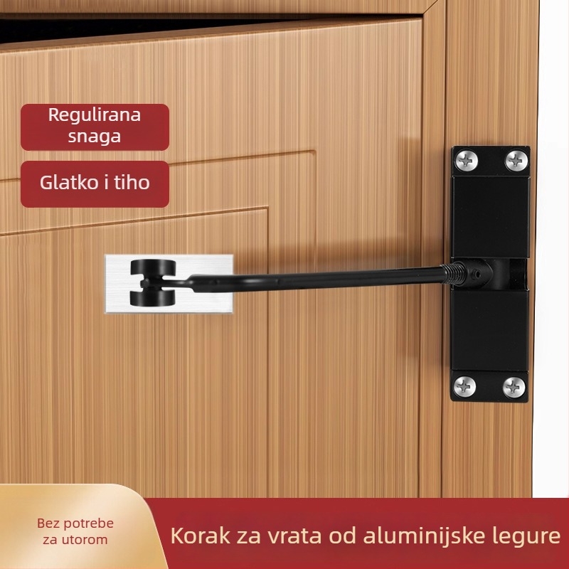 Zatvarač vrata od aluminijske legure, kvadratni oblik, automatsko zatvaranje, hardver za vrata, moderni minimalistički dizajn
