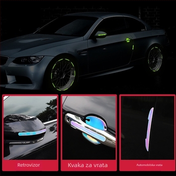 Protukolizijska traka za vrata automobila — Kolenat, šarene svjetleće naljepnice, prilagodba obrade, kompatibilno sa svim modelima