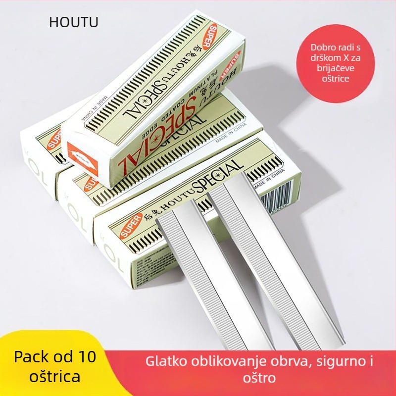 Brijač za obrve od cinkovog legura, jednostrani valovita oštrica, model JS001, marka Houtu