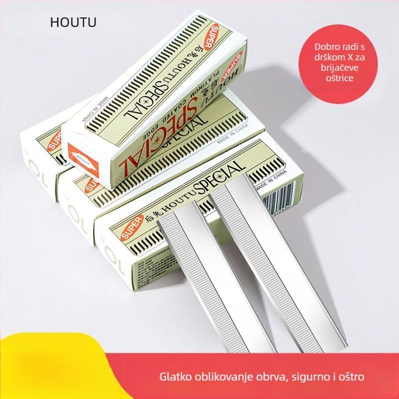 Brijač za obrve od cinkovog legura, jednostrani valovita oštrica, model JS001, marka Houtu