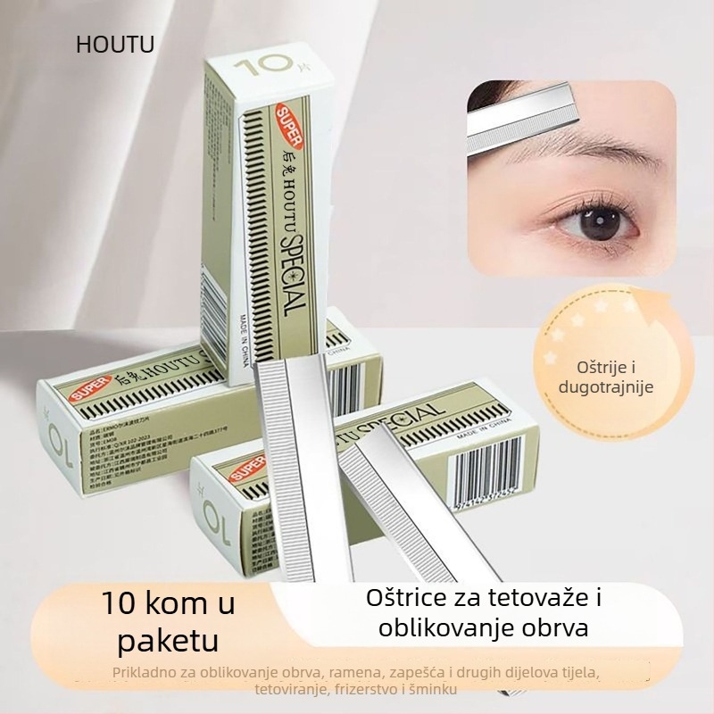 Brijač za obrve od cinkovog legura, jednostrani valovita oštrica, model JS001, marka Houtu