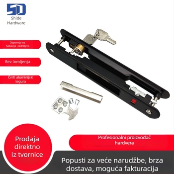 Shide Dvostrani Hook Lock - aluminijska legura, zaključavanje s ključem i bakrenim jezgrom, za klizna vrata i prozore