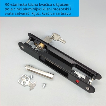 Shide Dvostrani Hook Lock - aluminijska legura, zaključavanje s ključem i bakrenim jezgrom, za klizna vrata i prozore
