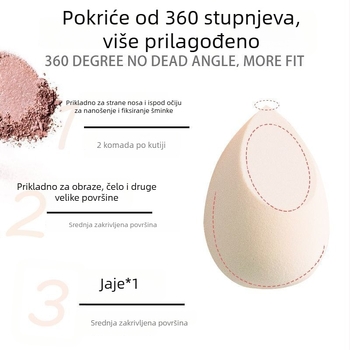 Minman kozmetičko jaje, hidrofilni poliuretan, mekano i ekološki, oblik: zaobljen ili prilagođen
