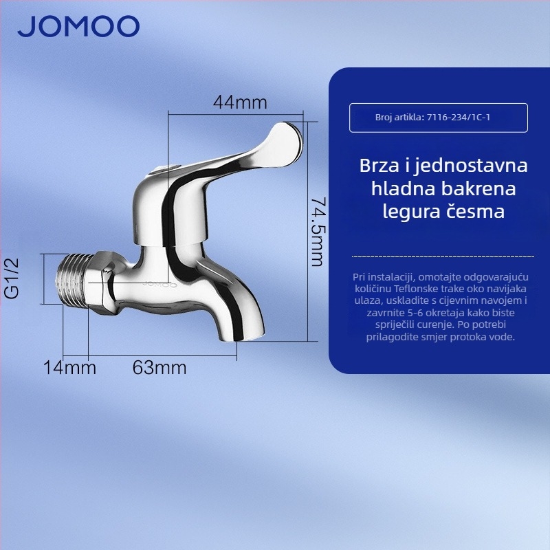 Ventil za mop bazen za perilicu – bakarna legura, zidna ugradnja, otvaranje imbus ključem, keramički jezgreni ventil, model 7116-234/1C-1