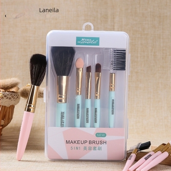 Lamella 5-dijelni set četkica za šminku za sjenilo, trepavice i usne, s valovitim najlonskim dlačicama i plastičnim držalom, prijenosno