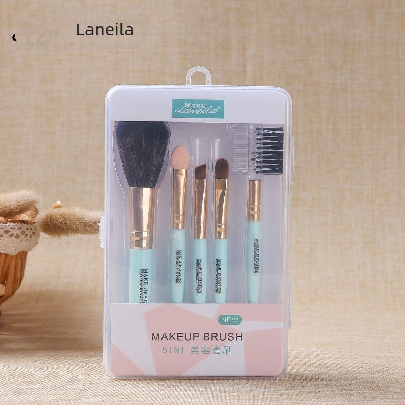 Lamella 5-dijelni set četkica za šminku za sjenilo, trepavice i usne, s valovitim najlonskim dlačicama i plastičnim držalom, prijenosno