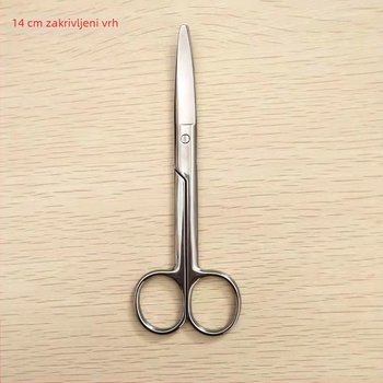 Nehrđajuće čelične škare za dvostruke kapke s zakrivljenom reznom rubom — kozmetički alat, tip: trim, materijal: nehrđajući čelik, rok trajanja: 1 godina