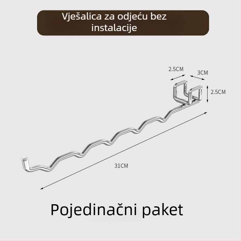Sklopiva vješalica za odjeću • s jednim kukom, modernim stilom • nehrđajući čelik • nosivost 20–30 kg • Marka Ronggu