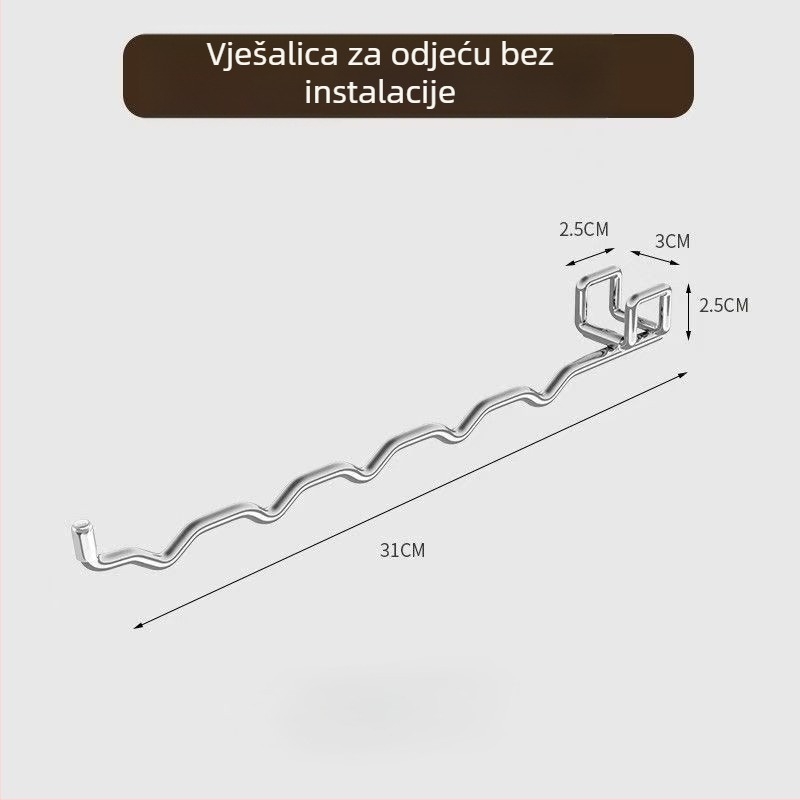 Sklopiva vješalica za odjeću • s jednim kukom, modernim stilom • nehrđajući čelik • nosivost 20–30 kg • Marka Ronggu