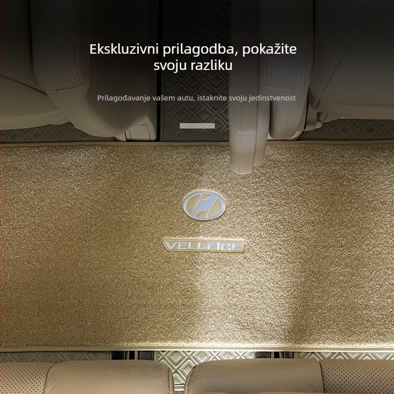 Set prostirki za tri reda za Toyota Alphard 20 seriju i Vellfire 30 seriju, imitacija kašmira, debljina 12 mm, prilagodljiva izrada, s logom
