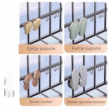 Nerđajući čelični vješak za cipele, jednostavan dizajn s jednim kukom, vanjska upotreba na balkonu, nosivost 1-3 kg