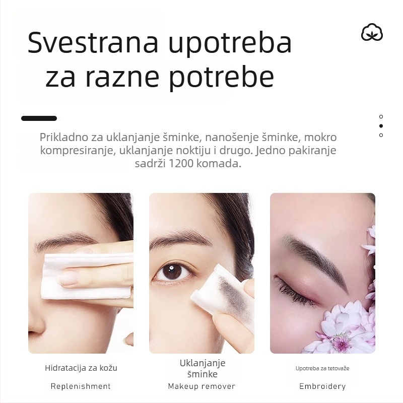 Pamukani diskovi za uklanjanje šminke, jednostran, tanki, bez vlakana, 100 g