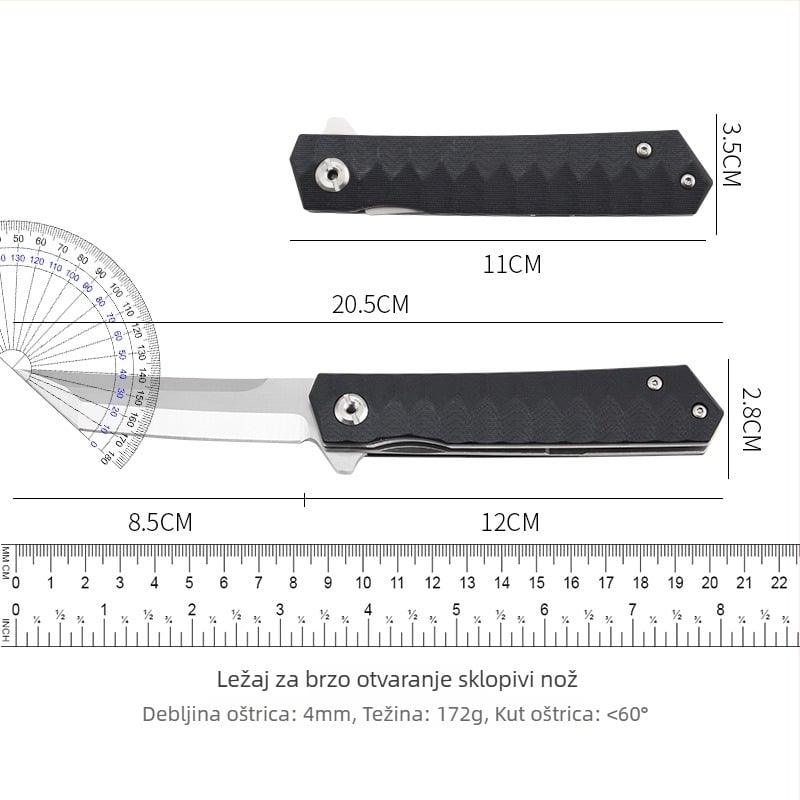 Nerđavi čelik – vanjski sklopivi nož, kompaktni džepni nož za samoodbranu i kampiranje, brzo otvaranje