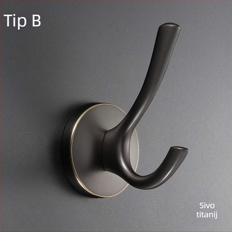 Vješalica za odjeću iza vrata – model SC; materijal: cinkova legura; površinska obrada: oksidacija; uporaba: iza vrata; stil: moderni minimalistički