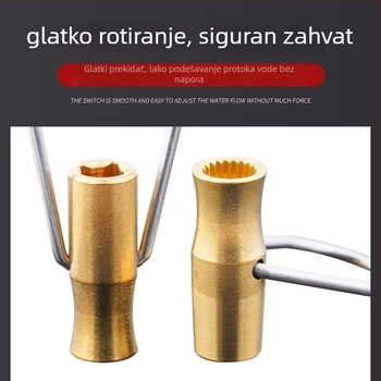 Jezgro ventila vanjske slavine - bakar, dvostruki ključ, četverokutni osovinski, model 666, 360° okret, moderni minimalistički dizajn