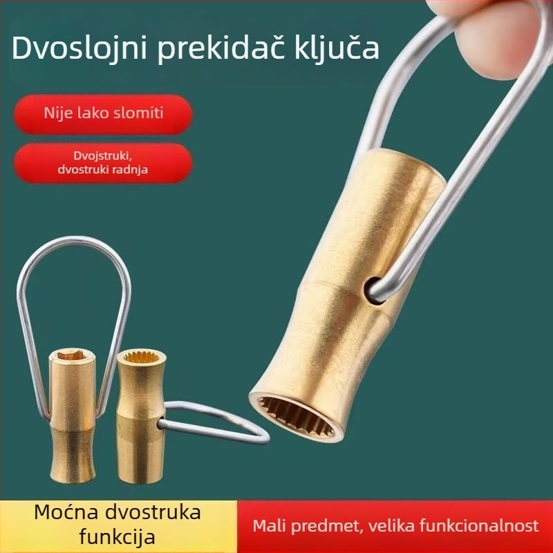 Jezgro ventila vanjske slavine - bakar, dvostruki ključ, četverokutni osovinski, model 666, 360° okret, moderni minimalistički dizajn