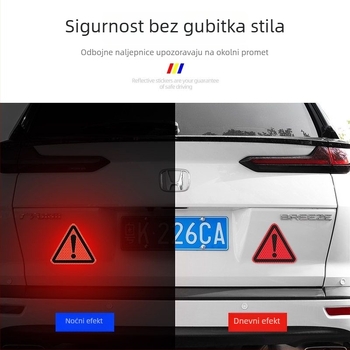 Reflektirajuće sigurnosne naljepnice za automobil – trokutasti oblik, samoljepljive, materijal: ljepliva traka