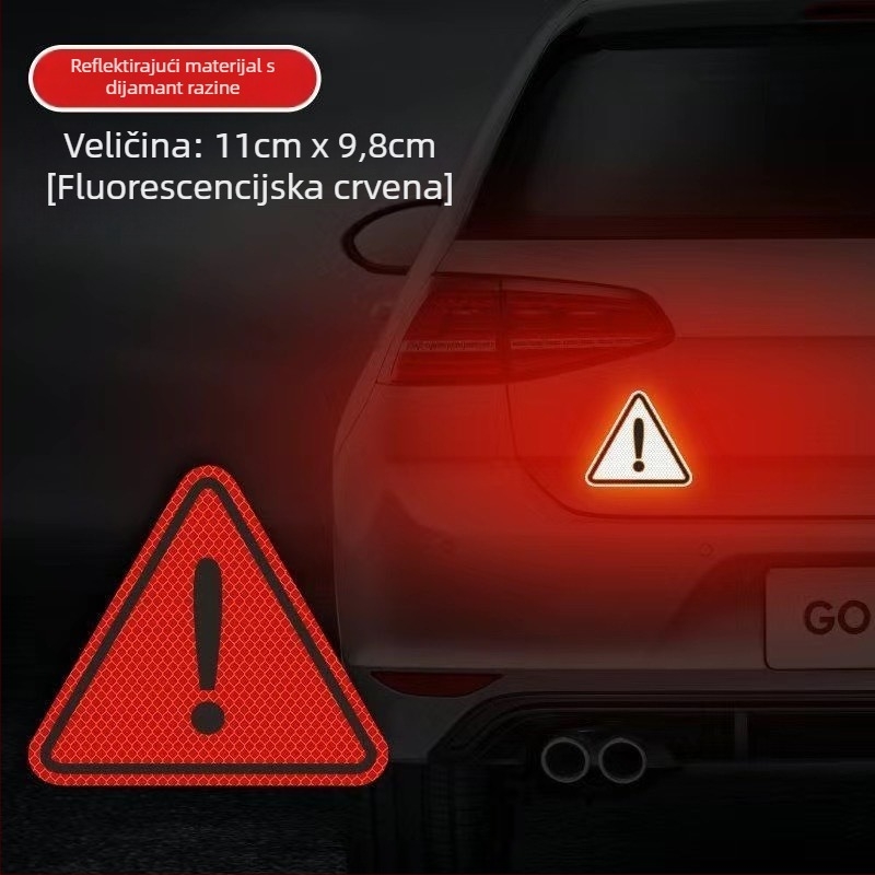 Reflektirajuće sigurnosne naljepnice za automobil – trokutasti oblik, samoljepljive, materijal: ljepliva traka