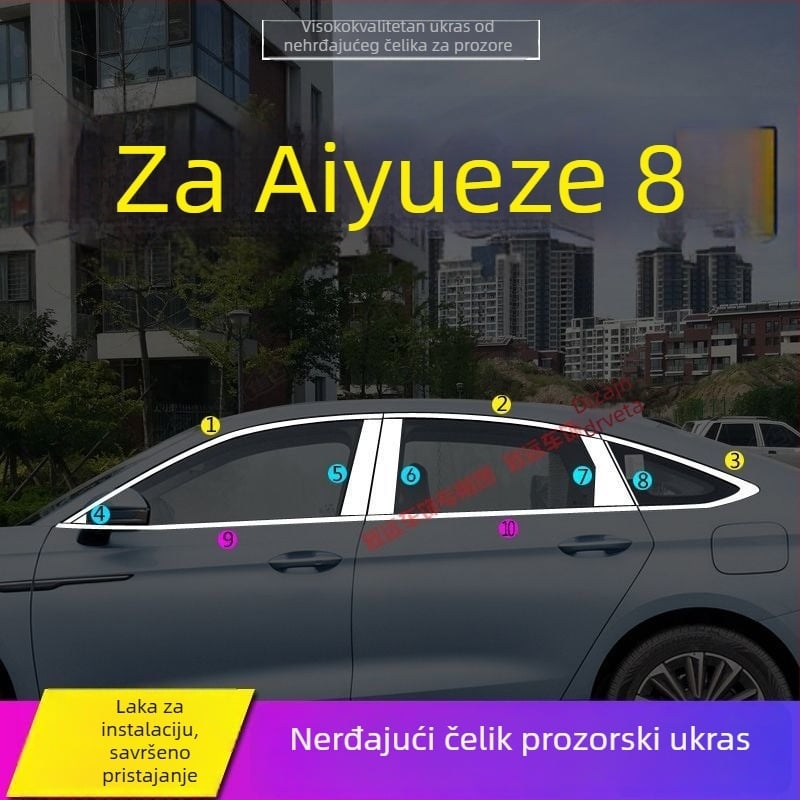 Dekorativna traka za rub prozora i vrata za Chery Arrizo 8 i Fengyun A8 – Nehrđajući čelik