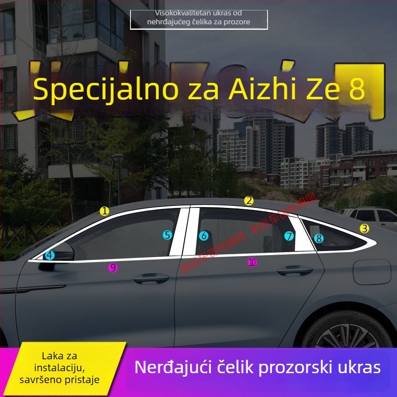 Dekorativna traka za rub prozora i vrata za Chery Arrizo 8 i Fengyun A8 – Nehrđajući čelik
