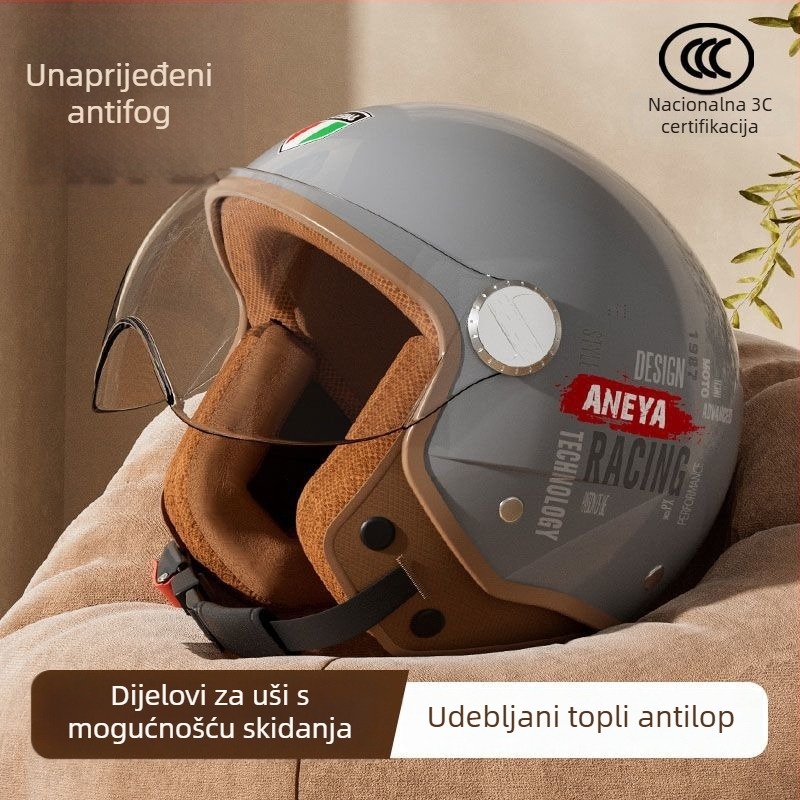 Polu-šlem za motocikl - ABS materijal, univerzalna primjena, zimska uporaba, Gb811-2022b certifikat