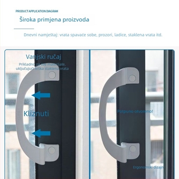 Kuka za klizna vrata, aluminijska legura, oblik C s poluokruglim dizajnom, model XK6-LS-02, marka Tong Hua Shun