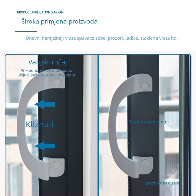 Kuka za klizna vrata, aluminijska legura, oblik C s poluokruglim dizajnom, model XK6-LS-02, marka Tong Hua Shun