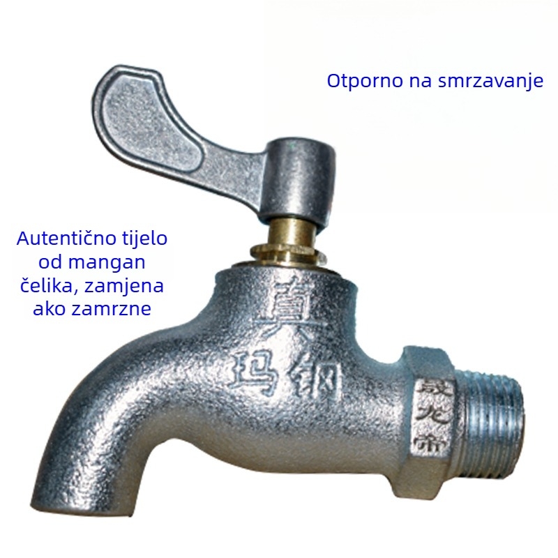 Kran od lijevanog željeza s galvaniziranim premazom, jednostrukim upravljanjem, tlak 1,6 MPa, maksimalna temperatura 80°C