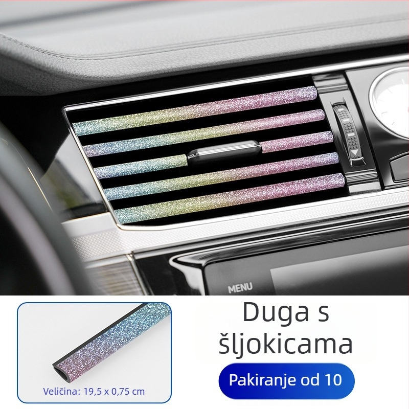 Dekorativna traka za izlaz zraka automobila s dijamantnim ugradom, PVC, univerzalna, U-klip, model 606