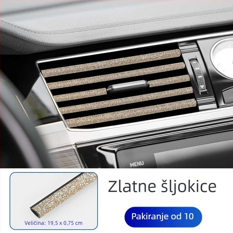 Dekorativna traka za izlaz zraka automobila s dijamantnim ugradom, PVC, univerzalna, U-klip, model 606