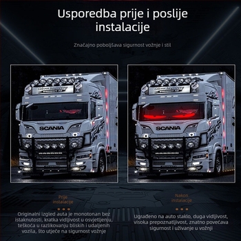 Unutarnja LED rasvjeta automobila s fleksibilnim RGB zaslonom – dizajn đavolskog oka, 12–24V, 5W, materijal LED+PV+silika gel