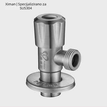 Trostrani uglasti ventil za WC i bojler, od 304 nehrđajućeg čelika, ugrađen u zid, model XMS-1002, unutarnji promjer 15 mm, radni tlak 1.0 MPa