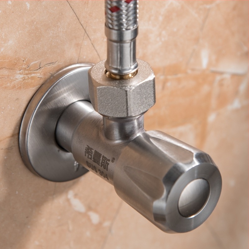 Trostrani uglasti ventil za WC i bojler, od 304 nehrđajućeg čelika, ugrađen u zid, model XMS-1002, unutarnji promjer 15 mm, radni tlak 1.0 MPa