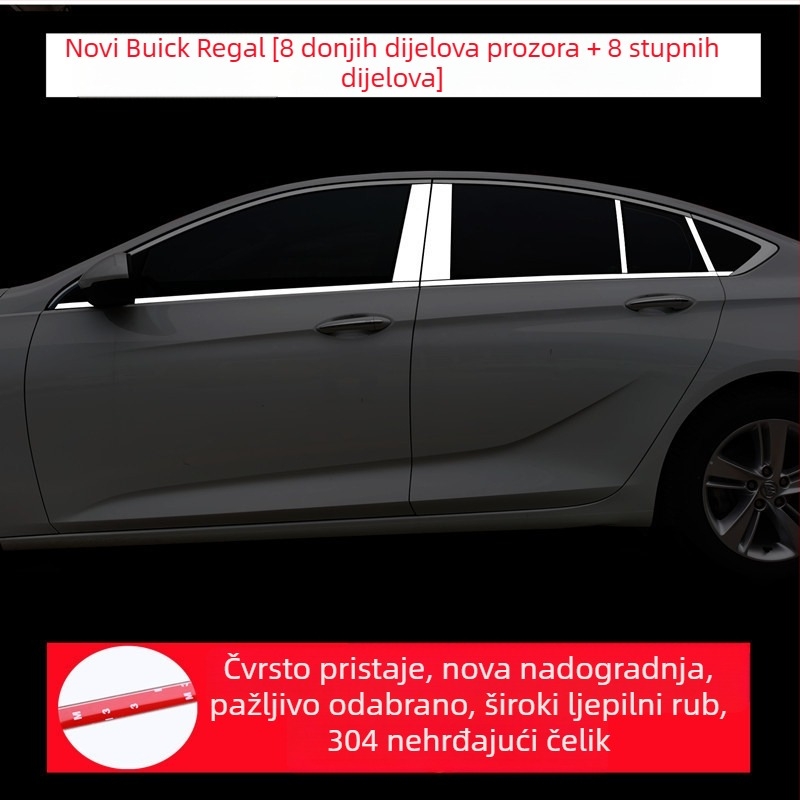 Buick Regal kromirane prozorske trake – nehrđajući čelik (Brand: Powerful manufacturer; Automobilske marke: Shangjia; Materijal: Other; Obrada: No)