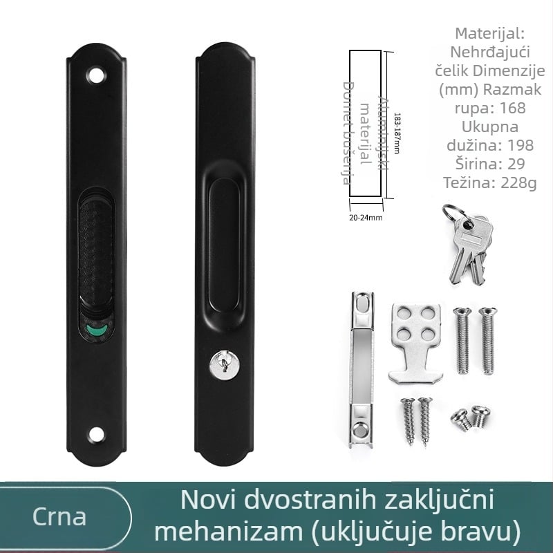 Brava s kukom od nehrđajućeg čelika, okrugla glava, jednostranična i dvostrana, elektroplatirana površina, za balkonske i klizne vrata