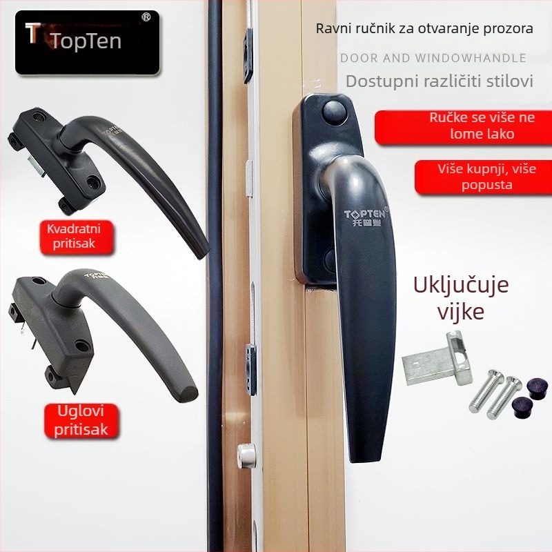 Ručka za vrata i prozore s lokotom • cinkova legura • model TP-W-04 • lakirana površina • stil svijetlog luksuza