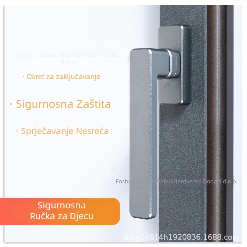 Kvaka za vrata i prozore od aluminijske legure, čvrsta, s bezključnim mehanizmom zaključavanja – model zs0003