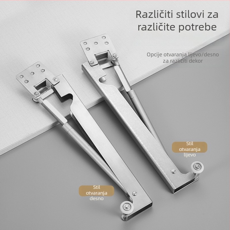 Držač zatvarača vrata s ramenom, 201 nehrđajući čelik, pneumo-hidraulički sustav, skrivena ugradnja, 90° pozicija, moderan minimalistički dizajn