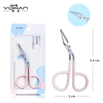 Klip za obrve od nehrđajućeg čelika s plastičnom ručkom; plosne čeljusti; marka Han Han