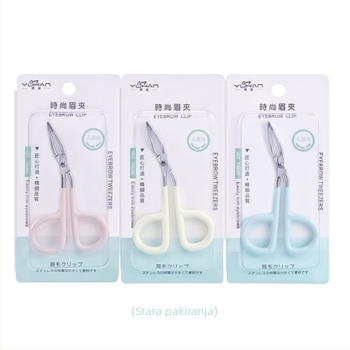 Klip za obrve od nehrđajućeg čelika s plastičnom ručkom; plosne čeljusti; marka Han Han