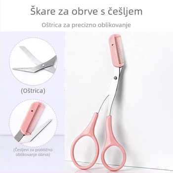 Set škara za obrve s polumjesečastim vrhom, sigurnosni dizajn protiv ogrebotina, ABS + nehrđajući čelik
