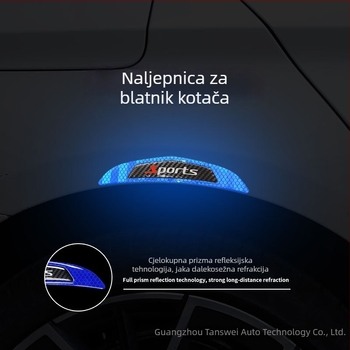 Dekorativne samoljepljive zaštite za blatnik s karbonskom teksturom, reflektirajuće, vodootporne, otporne na ogrebotine, mekani gumeni zaštitni sloj.