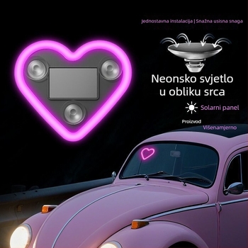 Dekorativne naljepnice za automobil - trokuti srce neonsko LED svjetlo, solarno bežično unutarnje ozračje, ljepilo za bočne ploče